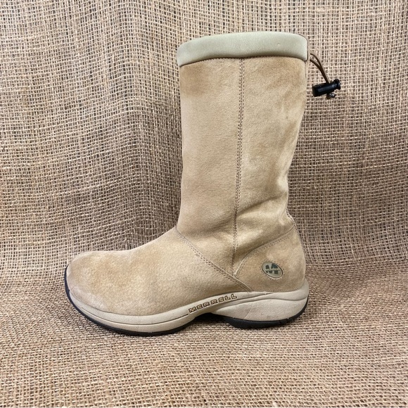 Merrell Boots Natural Shearling Winter Slip On  Size 6.5 - Picture 3 of 10